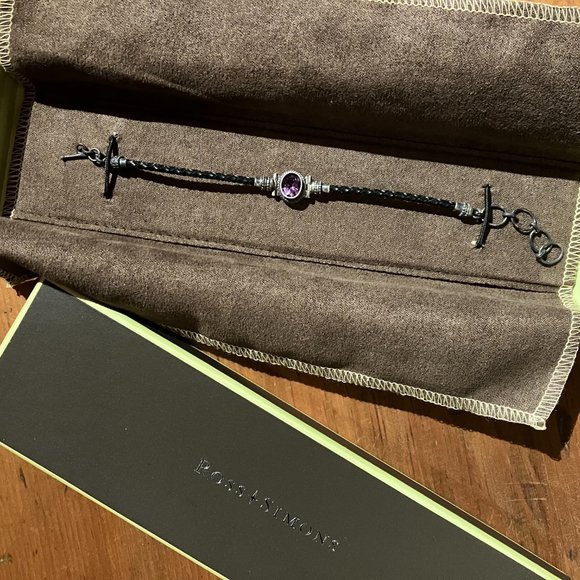 Ross-Simons Amethyst and Leather Toggle Bracelet - Picture 5 of 9